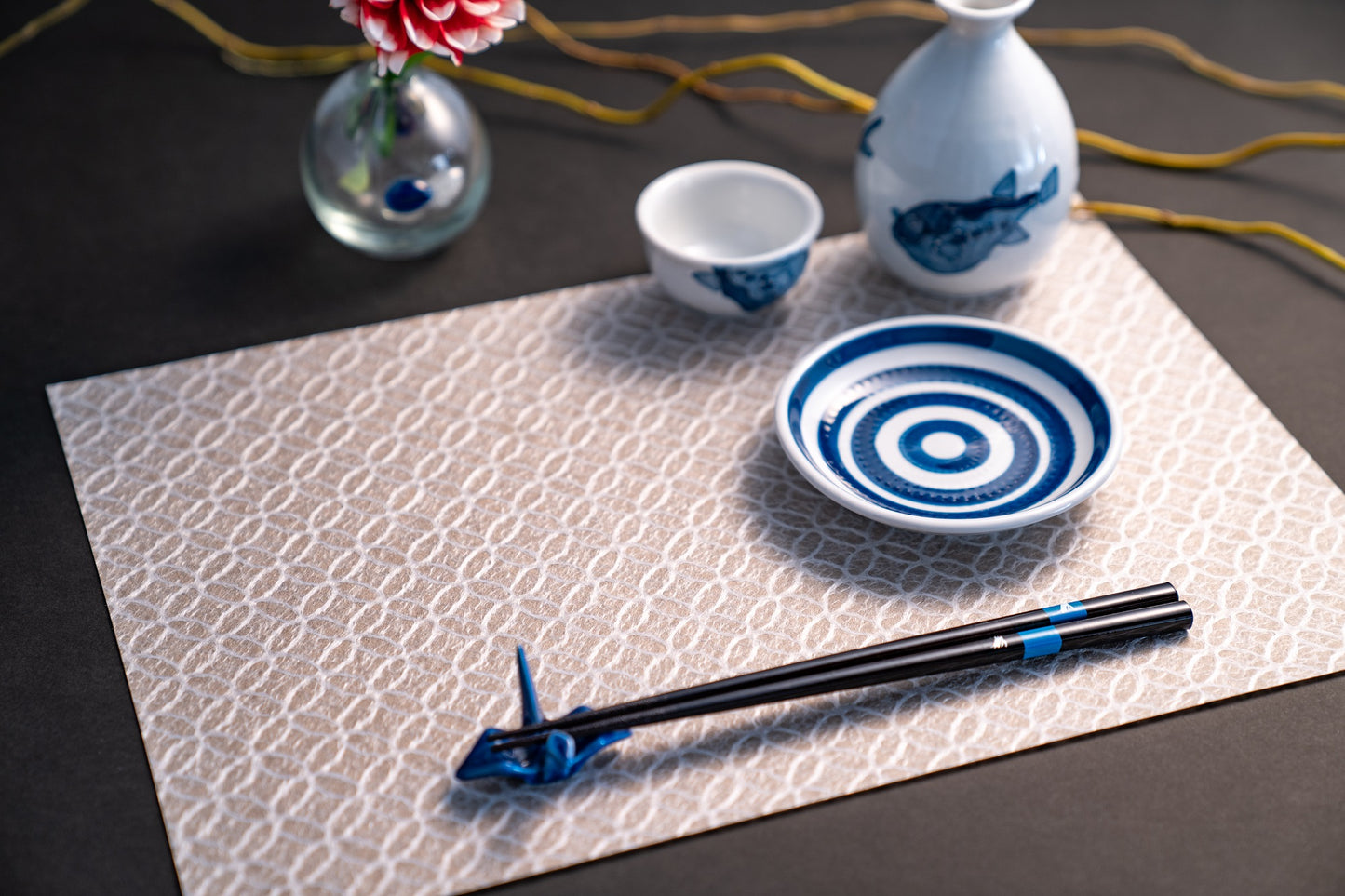 Washi paper table mat (wrinkled, with paper mulberry)